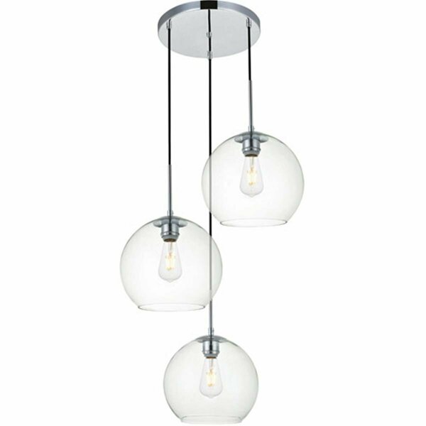 Cling Baxter 3 Lights Pendant Ceiling Light with Clear Glass, Chrome CL1525515